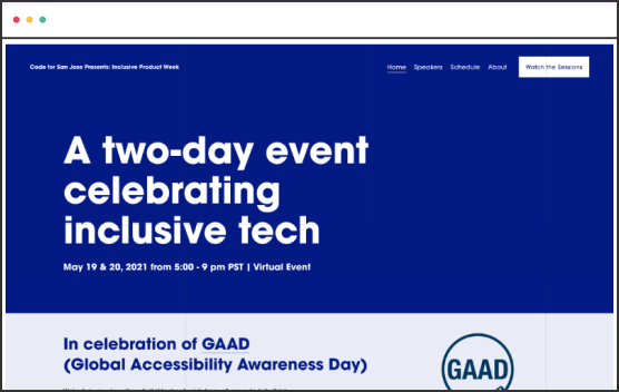Desktop image of Inclusive Product Week event site